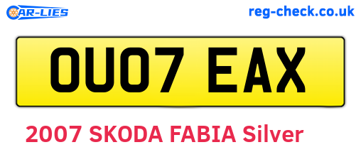 OU07EAX are the vehicle registration plates.