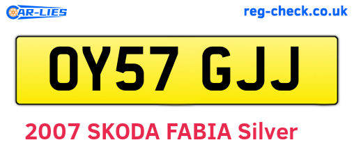 OY57GJJ are the vehicle registration plates.