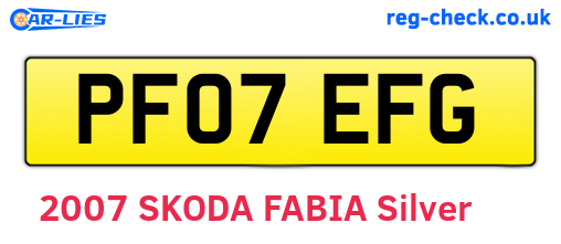 PF07EFG are the vehicle registration plates.