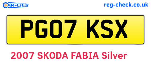 PG07KSX are the vehicle registration plates.