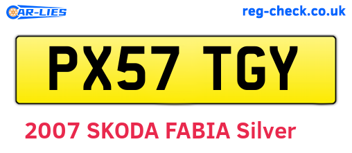 PX57TGY are the vehicle registration plates.