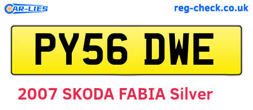 PY56DWE are the vehicle registration plates.