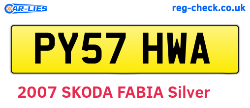 PY57HWA are the vehicle registration plates.