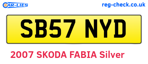 SB57NYD are the vehicle registration plates.