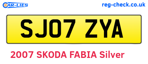 SJ07ZYA are the vehicle registration plates.
