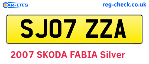 SJ07ZZA are the vehicle registration plates.