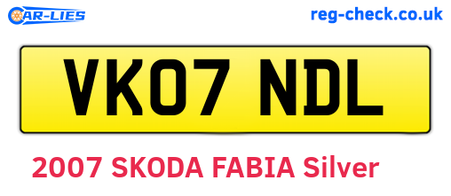 VK07NDL are the vehicle registration plates.