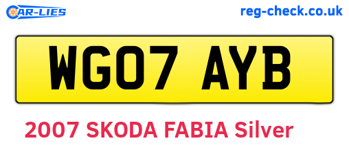 WG07AYB are the vehicle registration plates.