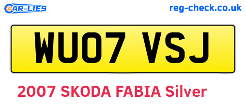 WU07VSJ are the vehicle registration plates.