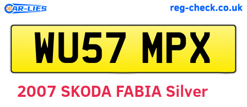 WU57MPX are the vehicle registration plates.