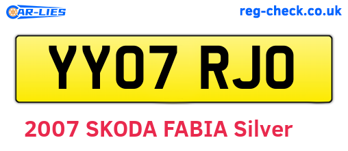 YY07RJO are the vehicle registration plates.