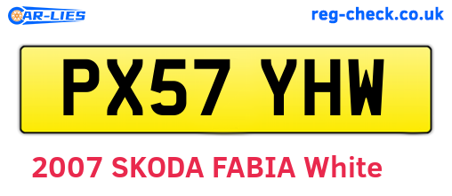 PX57YHW are the vehicle registration plates.
