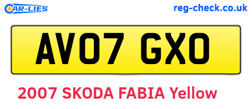 AV07GXO are the vehicle registration plates.