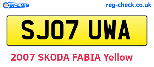 SJ07UWA are the vehicle registration plates.