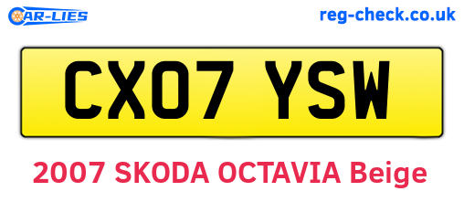 CX07YSW are the vehicle registration plates.