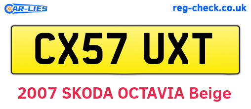 CX57UXT are the vehicle registration plates.