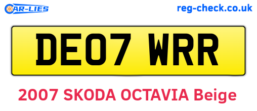 DE07WRR are the vehicle registration plates.