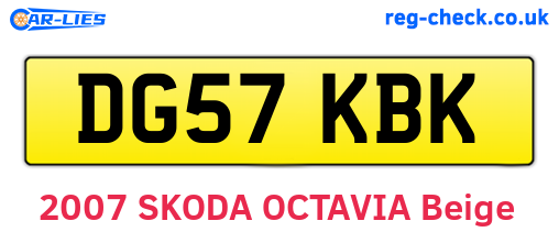 DG57KBK are the vehicle registration plates.