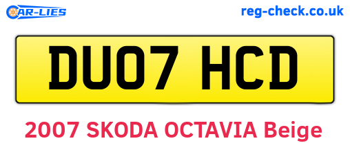 DU07HCD are the vehicle registration plates.
