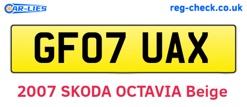 GF07UAX are the vehicle registration plates.
