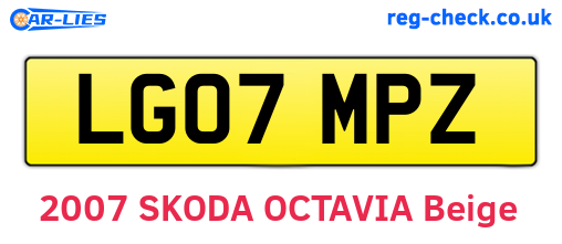 LG07MPZ are the vehicle registration plates.