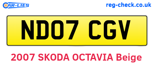ND07CGV are the vehicle registration plates.