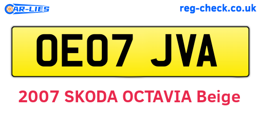 OE07JVA are the vehicle registration plates.