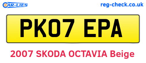 PK07EPA are the vehicle registration plates.