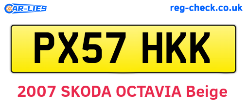 PX57HKK are the vehicle registration plates.