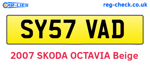 SY57VAD are the vehicle registration plates.