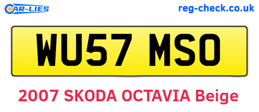 WU57MSO are the vehicle registration plates.