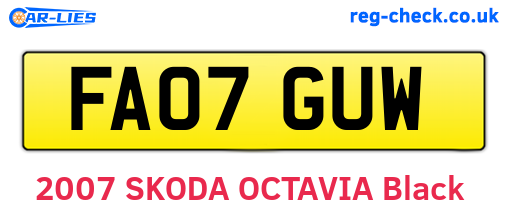 FA07GUW are the vehicle registration plates.