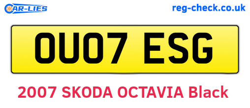 OU07ESG are the vehicle registration plates.