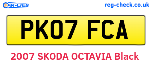 PK07FCA are the vehicle registration plates.