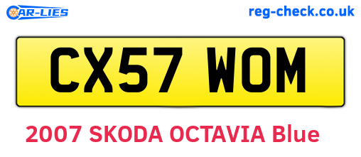 CX57WOM are the vehicle registration plates.