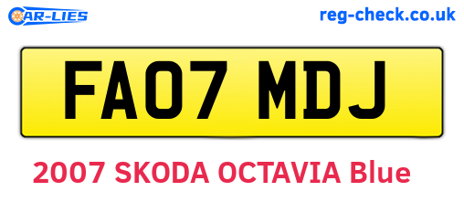 FA07MDJ are the vehicle registration plates.