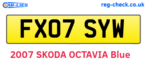 FX07SYW are the vehicle registration plates.