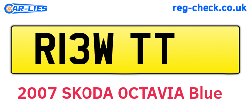 R13WTT are the vehicle registration plates.