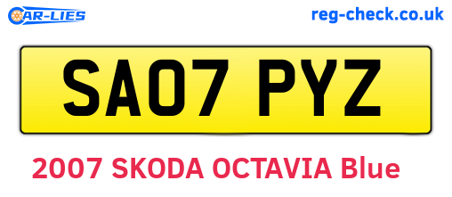 SA07PYZ are the vehicle registration plates.