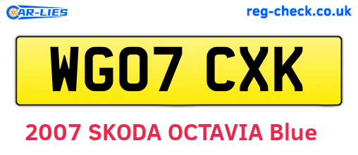 WG07CXK are the vehicle registration plates.