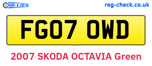 FG07OWD are the vehicle registration plates.
