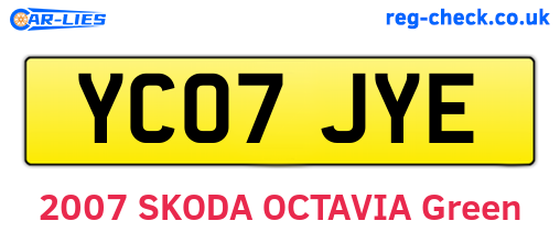 YC07JYE are the vehicle registration plates.