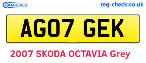 AG07GEK are the vehicle registration plates.