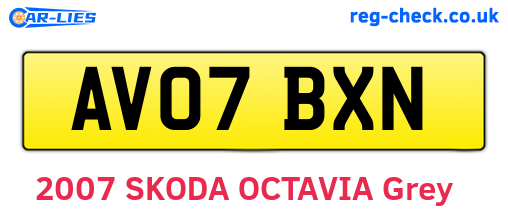 AV07BXN are the vehicle registration plates.