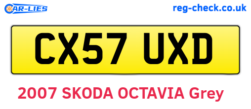 CX57UXD are the vehicle registration plates.