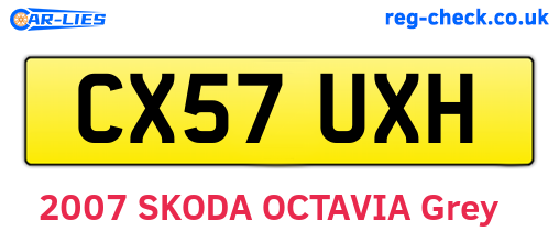 CX57UXH are the vehicle registration plates.