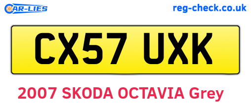 CX57UXK are the vehicle registration plates.