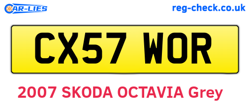 CX57WOR are the vehicle registration plates.