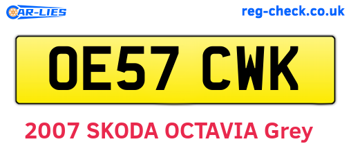 OE57CWK are the vehicle registration plates.