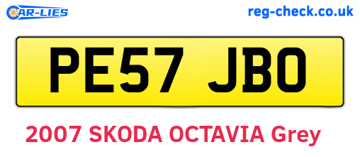 PE57JBO are the vehicle registration plates.